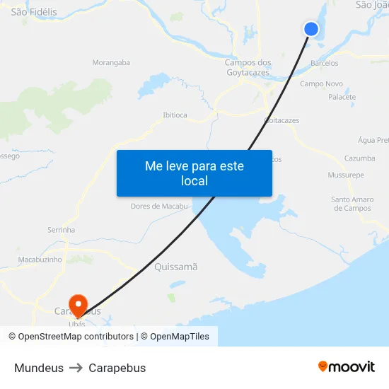 Mundeus to Carapebus map