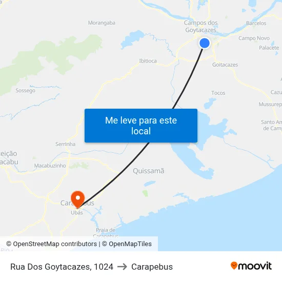 Rua Dos Goytacazes, 1024 to Carapebus map