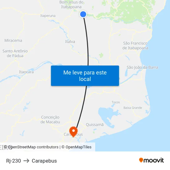 Rj-230 to Carapebus map