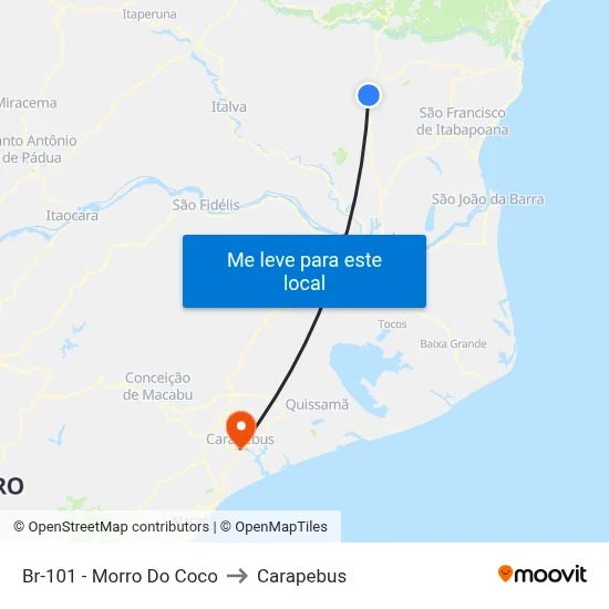 Br-101 - Morro Do Coco to Carapebus map