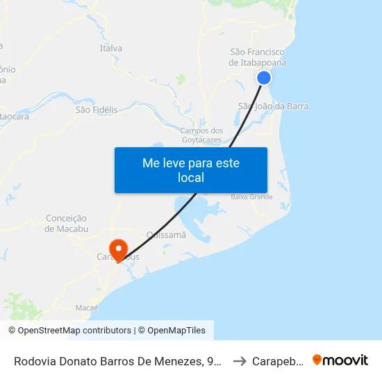 Rodovia Donato Barros De Menezes, 9237 to Carapebus map