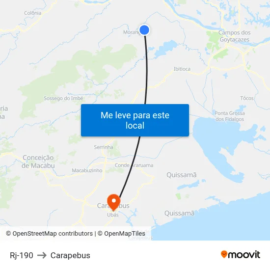 Rj-190 to Carapebus map