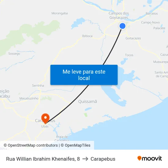 Rua Willian Ibrahim Khenaifes, 8 to Carapebus map