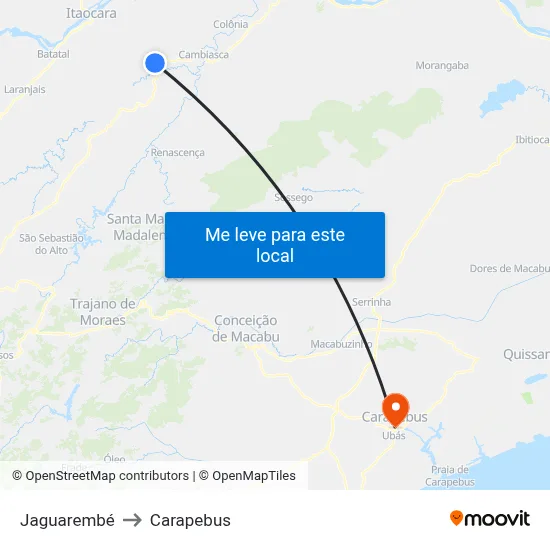 Jaguarembé to Carapebus map