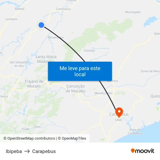 Ibipeba to Carapebus map