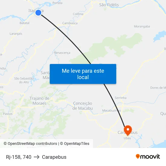 Rj-158, 740 to Carapebus map