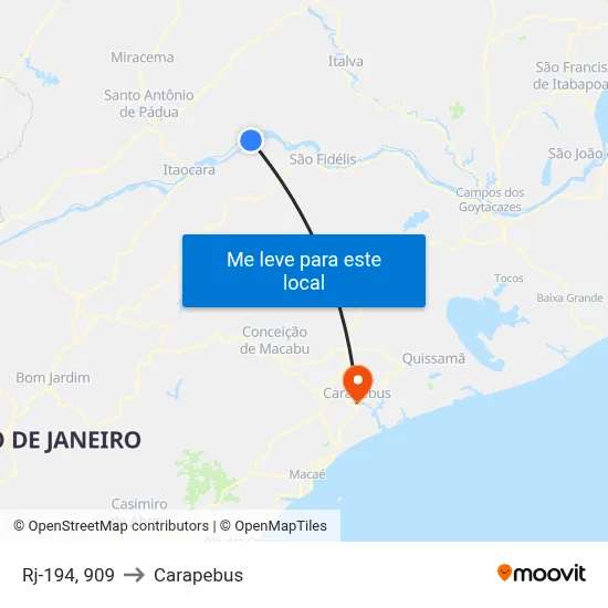 Rj-194, 909 to Carapebus map