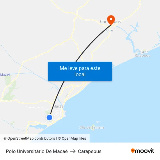 Polo Universitário De Macaé to Carapebus map