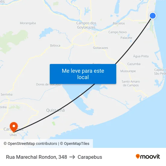 Rua Marechal Rondon, 348 to Carapebus map