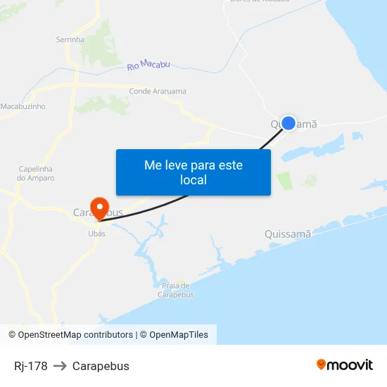Rj-178 to Carapebus map