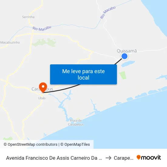Avenida Francisco De Assis Carneiro Da Silva, 1184 to Carapebus map