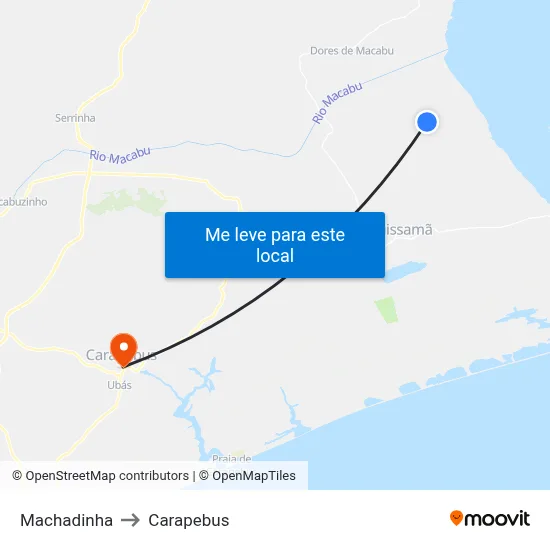 Machadinha to Carapebus map
