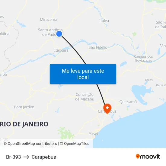 Br-393 to Carapebus map