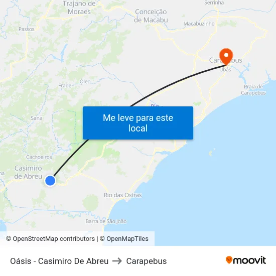 Oásis - Casimiro De Abreu to Carapebus map