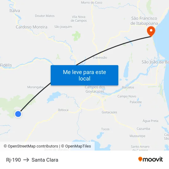 Rj-190 to Santa Clara map