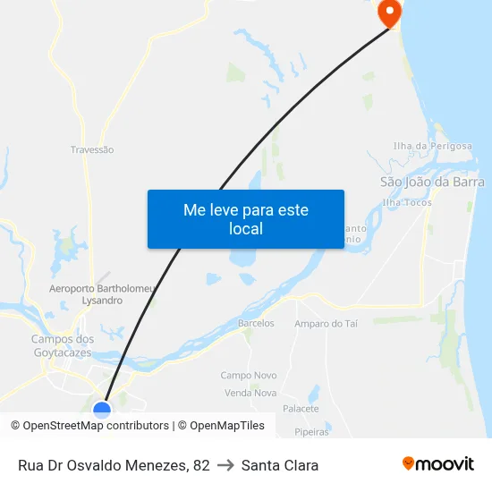 Rua Dr Osvaldo Menezes, 82 to Santa Clara map
