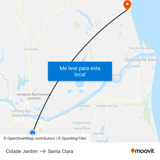 Cidade Jardim to Santa Clara map