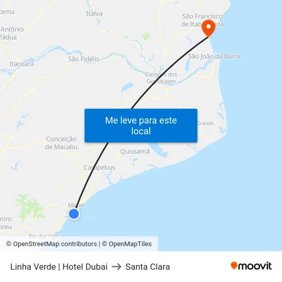 Linha Verde | Hotel Dubai to Santa Clara map