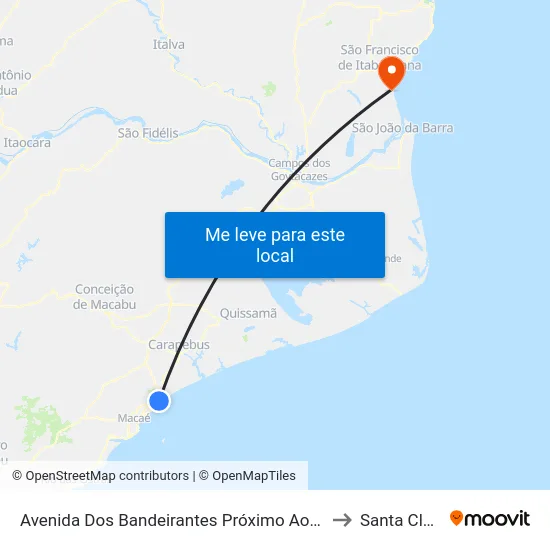 Avenida Dos Bandeirantes Próximo Ao 380 to Santa Clara map