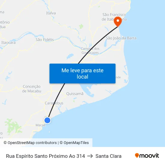 Rua Espírito Santo Próximo Ao 314 to Santa Clara map