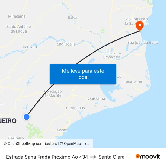 Estrada Sana Frade Próximo Ao 434 to Santa Clara map