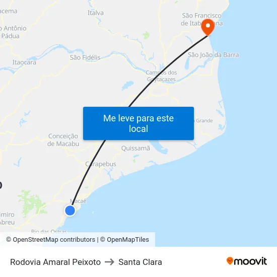 Rodovia Amaral Peixoto to Santa Clara map