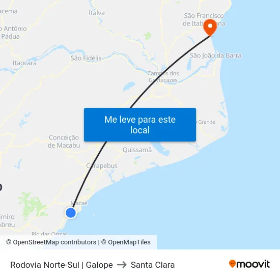 Rodovia Norte-Sul | Galope to Santa Clara map