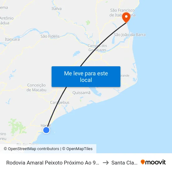 Rodovia Amaral Peixoto Próximo Ao 944 to Santa Clara map
