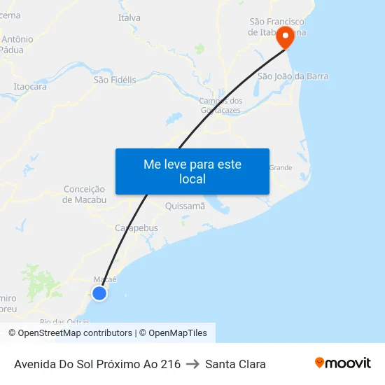 Avenida Do Sol Próximo Ao 216 to Santa Clara map