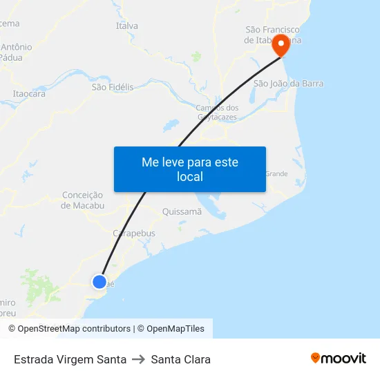 Estrada Virgem Santa to Santa Clara map