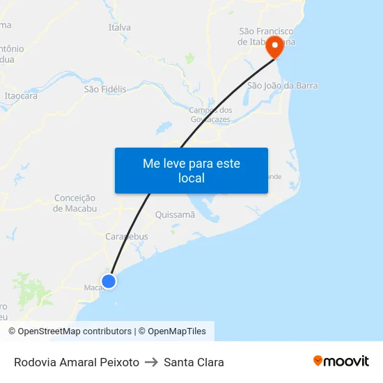 Rodovia Amaral Peixoto to Santa Clara map