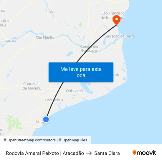 Rodovia Amaral Peixoto | Atacadão to Santa Clara map