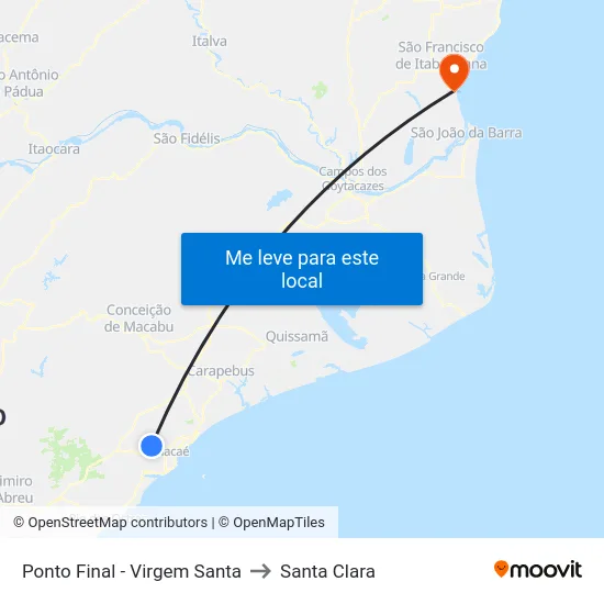 Ponto Final - Virgem Santa to Santa Clara map