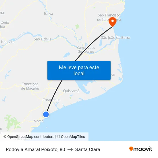 Rodovia Amaral Peixoto, 80 to Santa Clara map