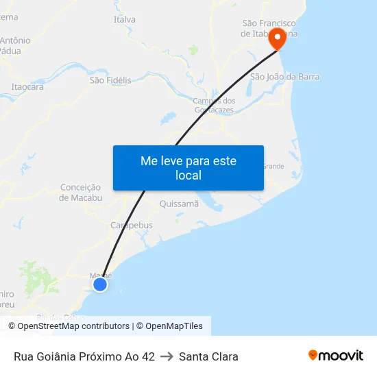 Rua Goiânia Próximo Ao 42 to Santa Clara map