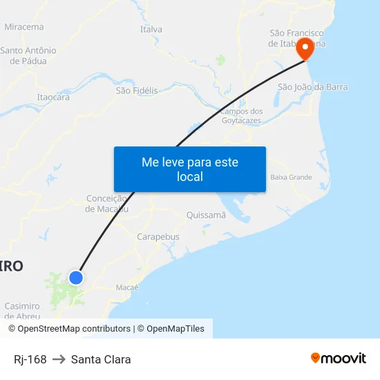 Rj-168 to Santa Clara map