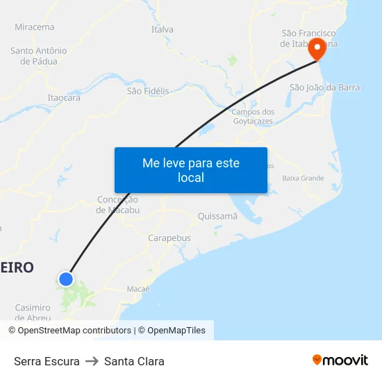 Serra Escura to Santa Clara map