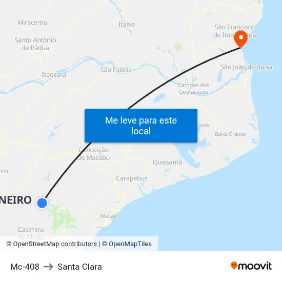Mc-408 to Santa Clara map
