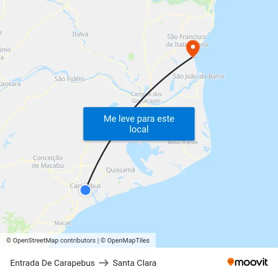 Entrada De Carapebus to Santa Clara map