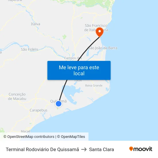 Terminal Rodoviário De Quissamã to Santa Clara map