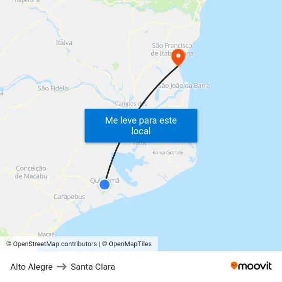 Alto Alegre to Santa Clara map