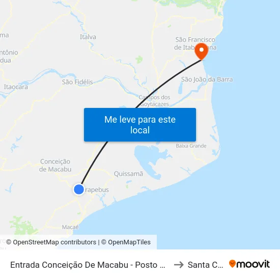 Entrada Conceição De Macabu - Posto Andorinha to Santa Clara map