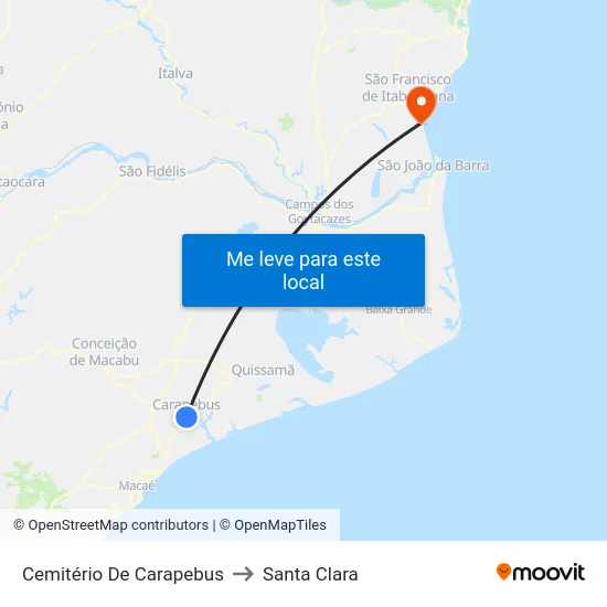 Cemitério De Carapebus to Santa Clara map