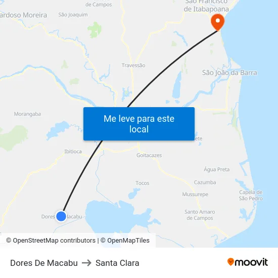 Dores De Macabu to Santa Clara map