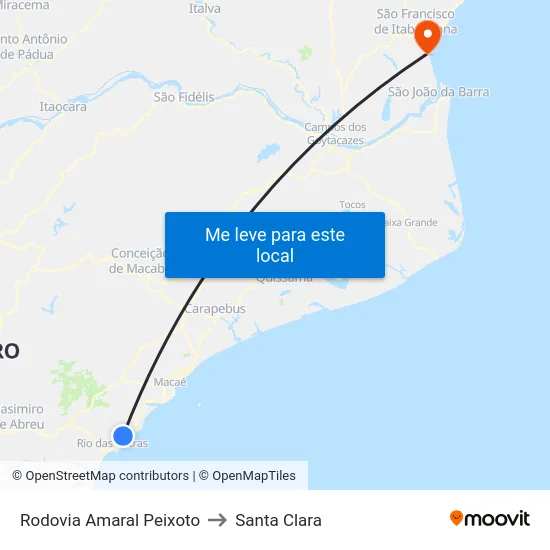 Rodovia Amaral Peixoto to Santa Clara map