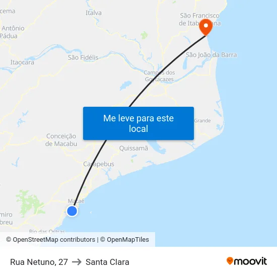Rua Netuno, 27 to Santa Clara map