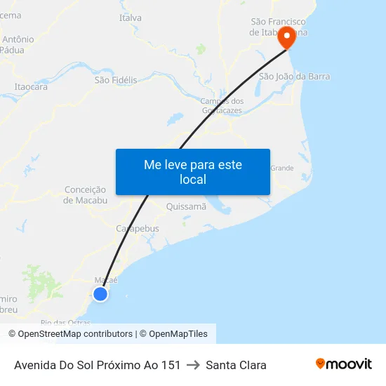 Avenida Do Sol Próximo Ao 151 to Santa Clara map