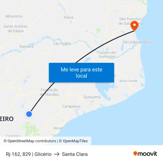 Rj-162, 829 | Glicério to Santa Clara map