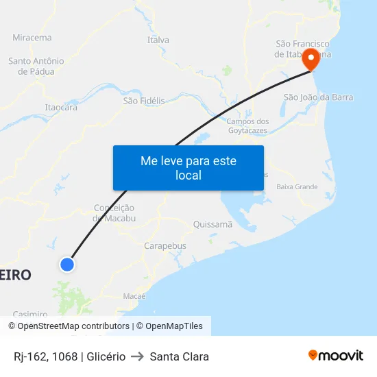Rj-162, 1068 | Glicério to Santa Clara map