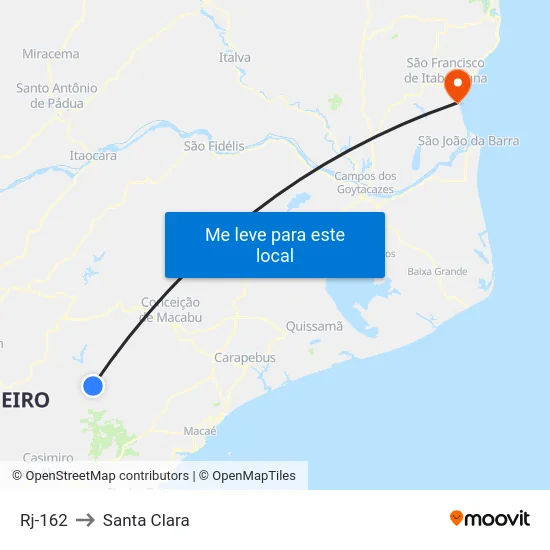 Rj-162 to Santa Clara map